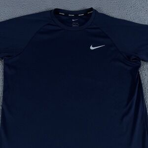 Nike Hydroguard Swim Shirt Mens Medium Navy Dri-Fit Short Sleeve UPF 40+ Gym